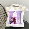 Anime Cartoon Letter Printed Canvas Bag Student Casual Shoulder Bag Large Capacity Messenger Bag