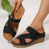 Fashion Fashion Contrast Color Wedge Sandals Women Casual Cross Strap Platform High Heel Slippers Woman Comfortable Summer Beach Slides