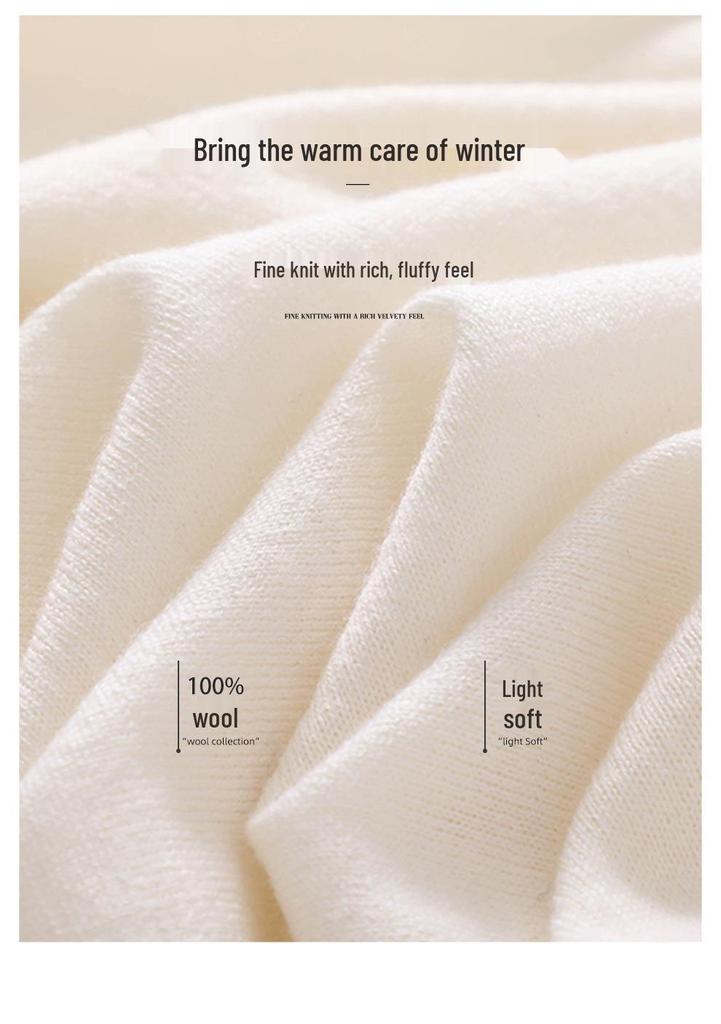 Women's Soft Skin-Friendly Pure Wool Round Neck Pullover Sweater – Gentle Style, Long Sleeve