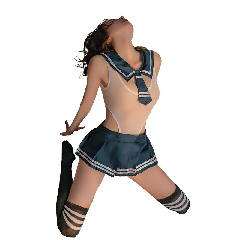 Funny Underwear Sexy Student Dress Hot Uniform Seductive Role Play Sailor Suit Transparent Suit