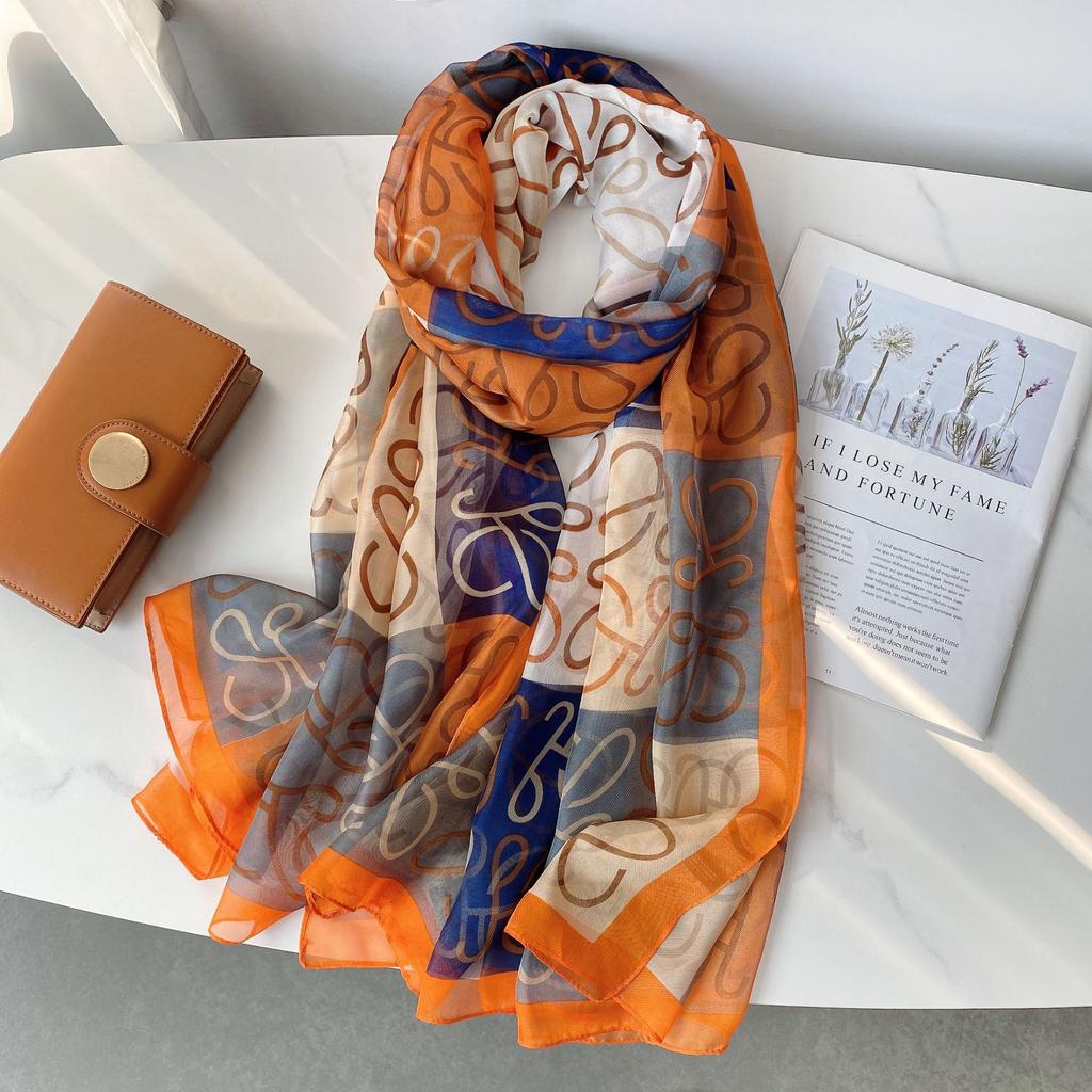 Women's Fashion Scarf Polyester Mature Style with Plant Pattern - Large Beach Shawl Wrap, Decorative Sun-Proof and Windproof