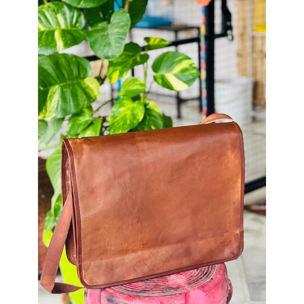 Мужская редкая винтажная сумка-мессенджер для ноутбука из козьей кожи ручной работы, универсальная сумка-сачел