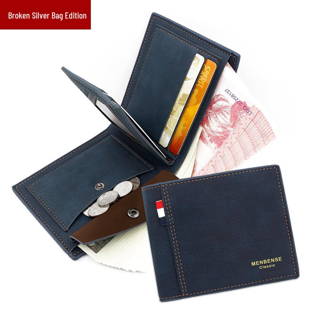 Мужской минималистичный деловой кошелек - Многослотовый с отделением для монет и молнией