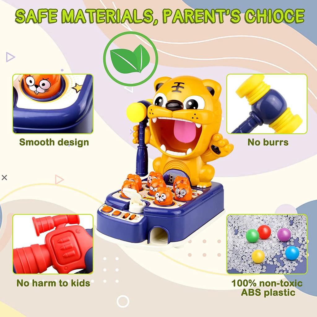 Мини-аркадная игра, ударная игрушка, удар по кротам тигра, интерактивная игрушка, развивающее образование, идея подарка на Новый год на день рождения для детей 3, 4, 5, 6, 7, 8 лет