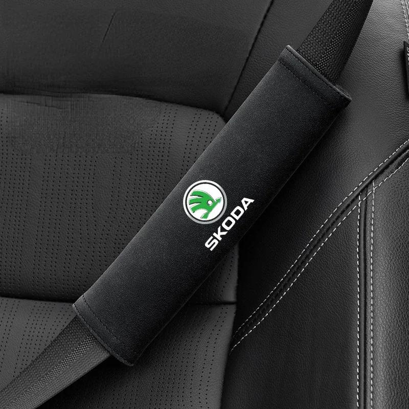 WUM1 2pcs 21cm Car Seat Belt Shoulder Strap Protector for Skoda Octavia A7 Tour RS Rapid Kodiaq Superb Kamiq Yeti Karoq Accessories