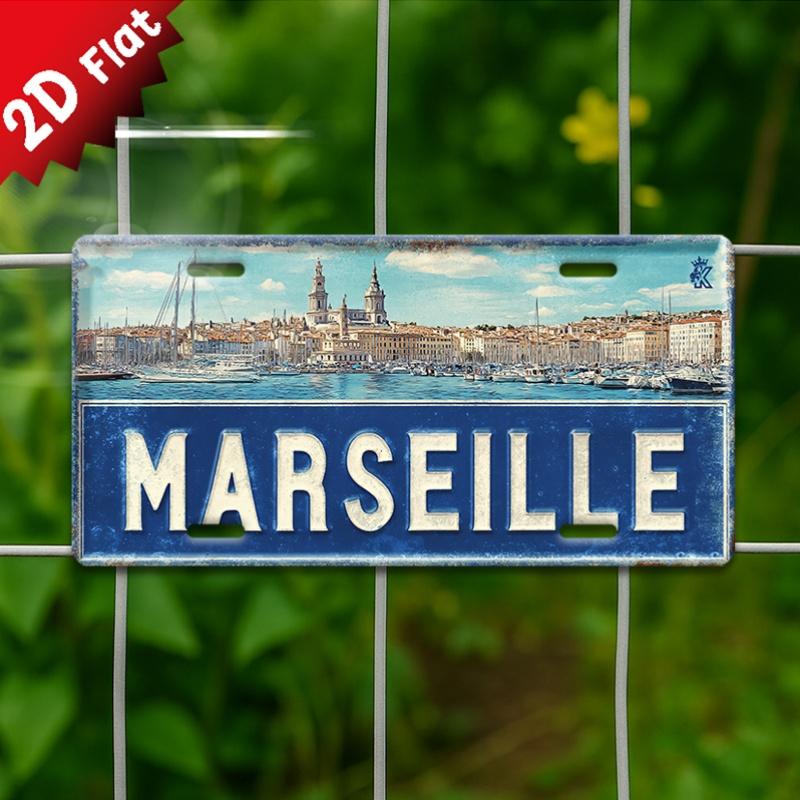 D Flat Single Piece Vintage Metal Sign Decorative Plaque And Signboard Modern Minimalist Decor Featuring a Marseille