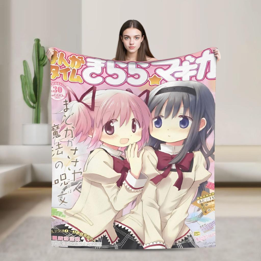 Puella Magi Madoka Magica Blanket Fleece Air Conditioning Cartoon Breathable Soft Throw Blankets for Home Plush Thin Quilt