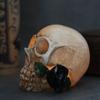 Horror Skeleton Head Statue LED White Halloween Decoration Simulation Skull Ghost  House Ornaments
