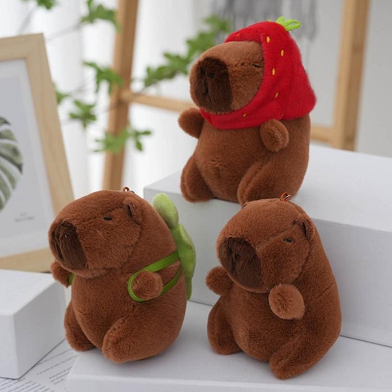 Стильный брелок для ключей Capybara, плюшевое украшение для ключей в виде животного, очаровательная плюшевая сумка, подвеска, аксессуары для любителей животных