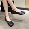 Весна и осень Новые женские туфли Модные однотонные туфли с квадратным носком на низком каблуке с закрытым носком на плоской подошве для женщин