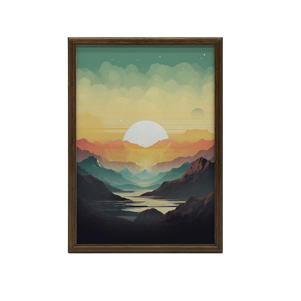 Spokój Górskich Pasteli Spokój Górskich Pasteli, 50X70 Cm, Rama Aluminiowa Czarna, Papier Matowy 230 Gsm