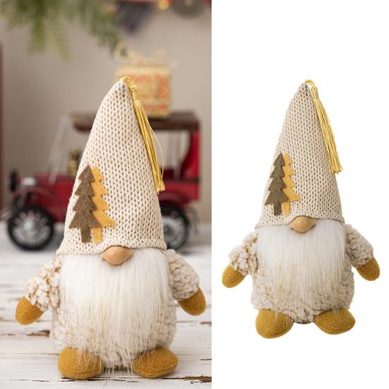 Рождественская кукла-гном, вязаная заостренная шапка ручной работы, снежинка, дерево, полная борода, милый настольный безликий гном, фаршированное украшение, товары для вечеринок, подарок