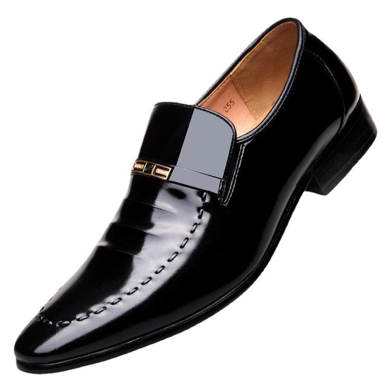 Мужские заостренные деловые кожаные туфли, дышащая корейская лакированная кожа, повседневная обувь