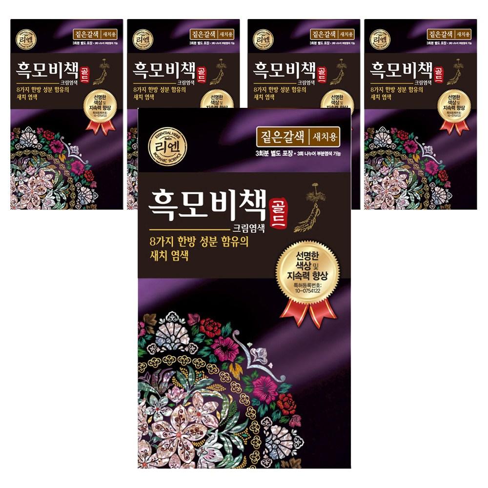 Набор красок для волос Lien Black Hair Bichak Gold 90 г, темно-коричневый, 5 шт.