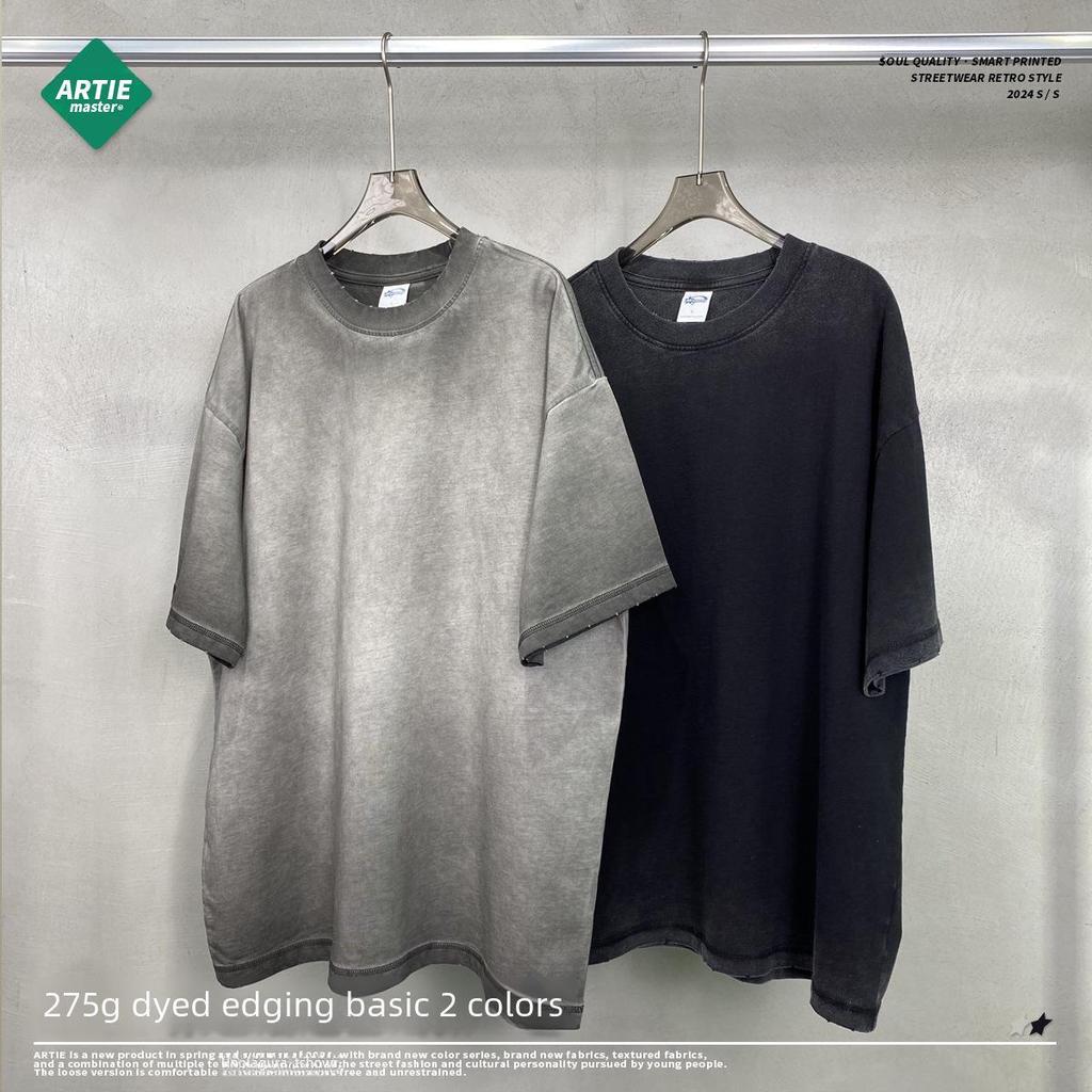 Мужская ретро-футболка ARTIE | Коллекция весна/лето 2024: 275 г Мытый, обжаренный, цветной, со старым краем