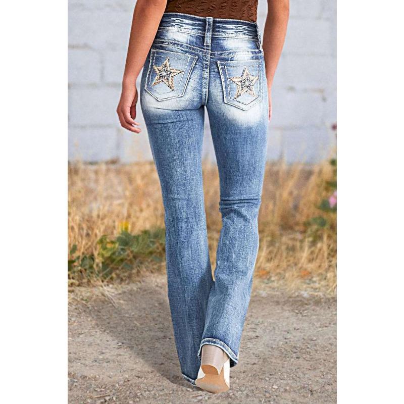 Женские новые весенние джинсы с вышивкой, высококачественные прямые тонкие эластичные брюки