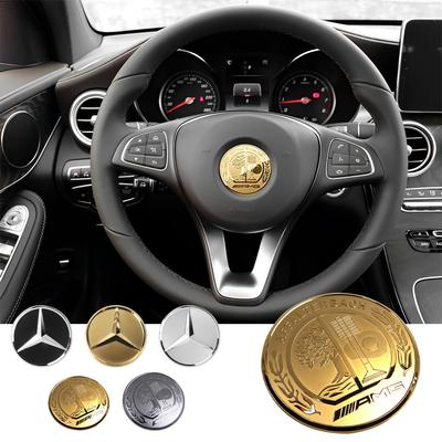 Алюминиевая наклейка на центр руля автомобиля, эмблема со звездой для Mercedes Benz G S R C E B A Класс GLK C180 E300 S200 W206