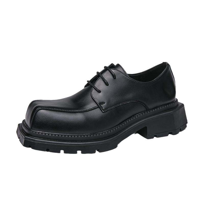 Дизайнерская брендовая мужская рабочая обувь, уличные модные туфли из кожи на толстой подошве, туфли с большим носком, мужская повседневная обувь из натуральной кожи