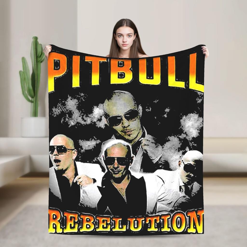 Питбуль мистер. Фланелевое одеяло Mr Worldwide Зимнее Мягкое покрывало для дивана и кровати Подарок для девочек и мальчиков Новинка для улицы