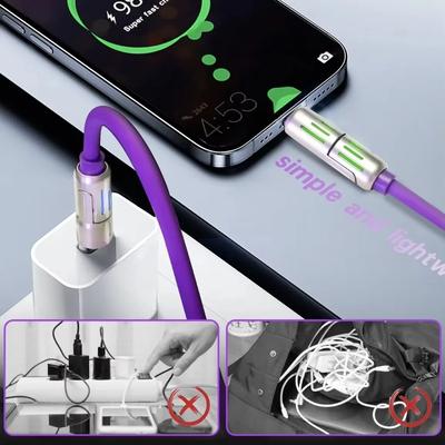 Кабель быстрой зарядки 240 Вт 4-в-1 USB Type C Силиконовый Для iPhone Samsung Huawei Xiaomi Type-C к USB A Высокоскоростной