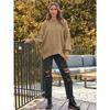Women's Fall Knit Side Slit Crew Neck Bat Sleeve Long Sleeve Sweater