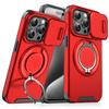For iPhone 16 Pro Max Magnetic Case Kickstand TPU+PC Phone Case with Camera Lens Slide Cover