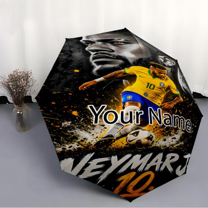 Personalized Name Brazilian football player Print Umbrella, UV Shielding. It Has Eight Sturdy Ribs for Outdoor Use And Perfect As a Holiday Gift