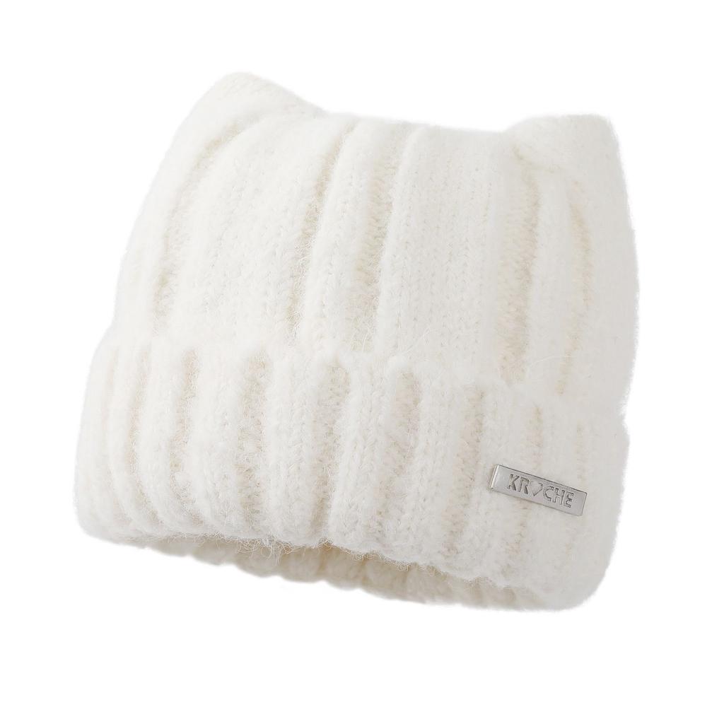 Ear protection ear autumn and winter knitted wool cat thermal hat outdoor versatile face small velvet thermal hat women's wool