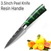 Дамаск Фруктовый нож Нож для очистки овощей Острое лезвие Нож для нарезки фруктов и овощей Маленький нож с полимерной ручкой Кухонные аксессуары