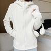 Женская спортивная куртка на молнии с капюшоном, осенне-зимняя, на флисовой подкладке, утолщенная, худи, однотонная, повседневная, свободная, кардиган