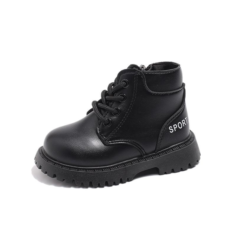 Детские ботинки для мальчиков в британском стиле, черные, коричневые, короткие, нескользящие, кожаные, детские, модные, повседневные, для девочек, ботильоны
