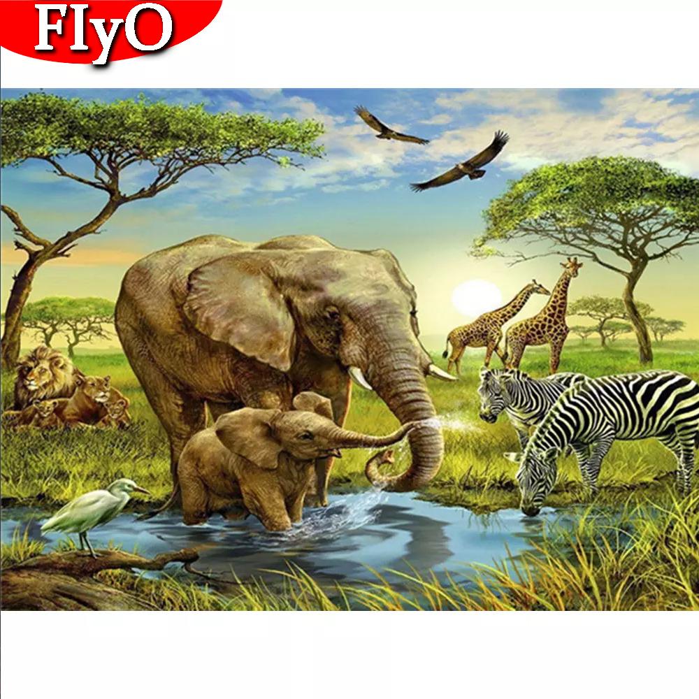 5D DIY Полный Круглый Квадратный Алмазная Картина Слон Горный Хрусталь Набор Алмазная Вышивка Животных Ремесленный Набор Подарок Ручной Работы