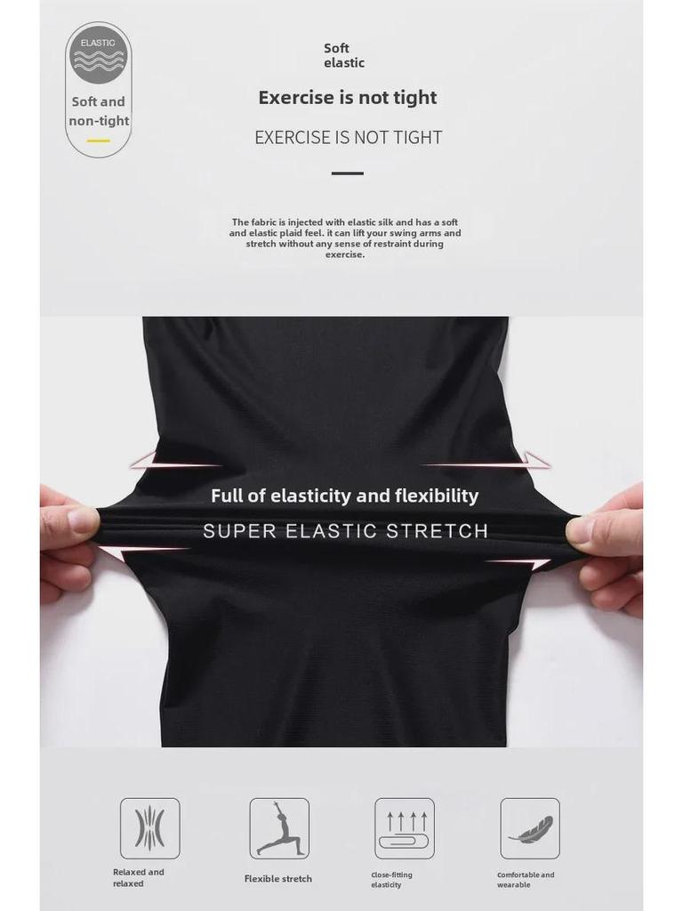 Мужские брюки Ice Silk с эластичным поясом и застежкой-молнией — однотонные, повседневные спортивные, длина девять точек, летняя одежда.