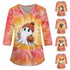 Women's Fashion Casual Halloween Print V-neck 3/4 Sleeve Uniform Overalls T-Shirt Top