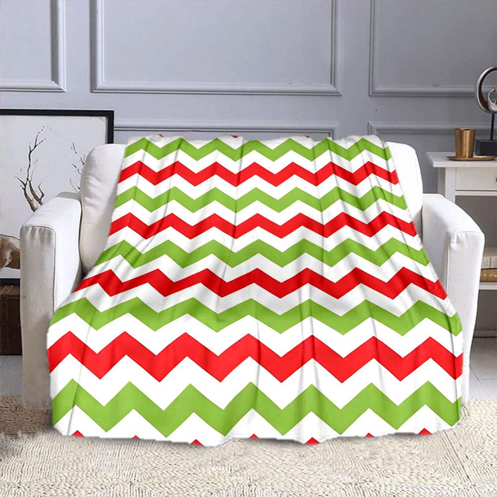Red and Green Zigzag Pattern Blanket Patterned flannel blanket perfect for the bedroom living room, sofa, or a little nap