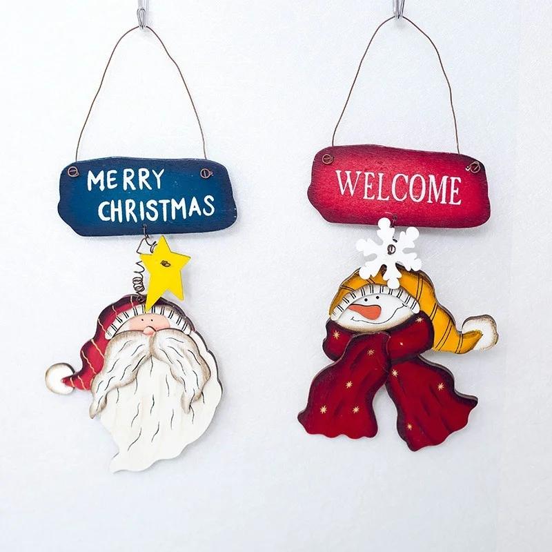 Рождественский Творческий Письмо Список Рождественская Елка Деревянное Украшение Кулон Ретро Стиль Рождественская Роспись Деревянный Знак Украшение