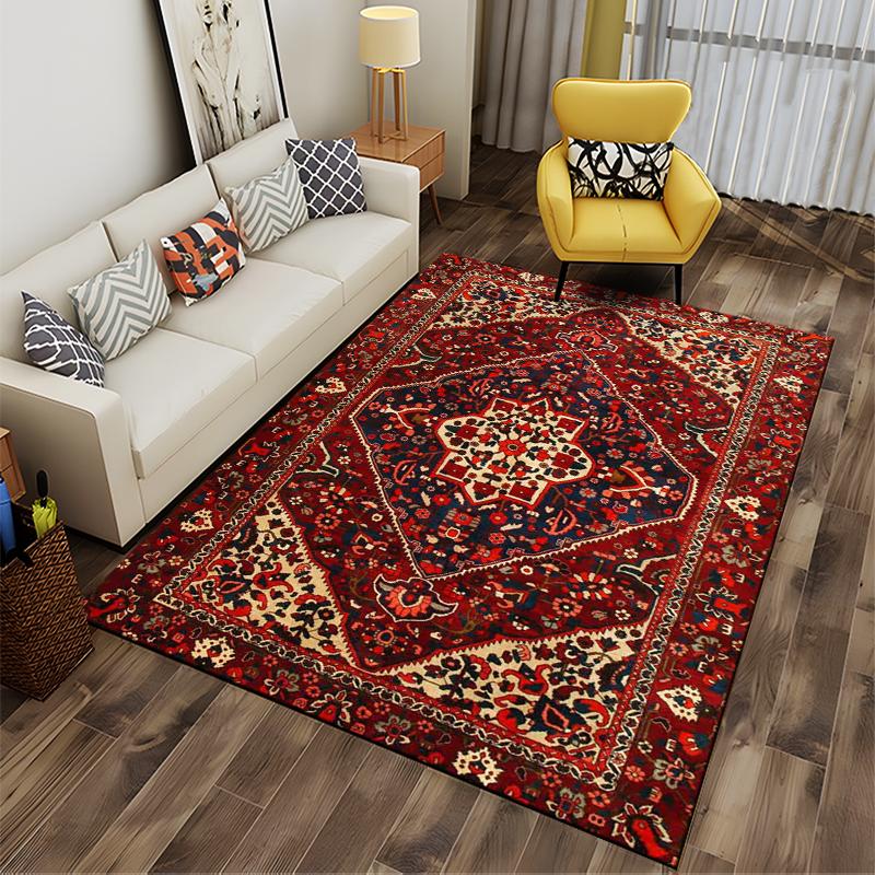 Persian Floral Pattern Area Rug Non-slip rug suitable for living room and bedroom sofas.