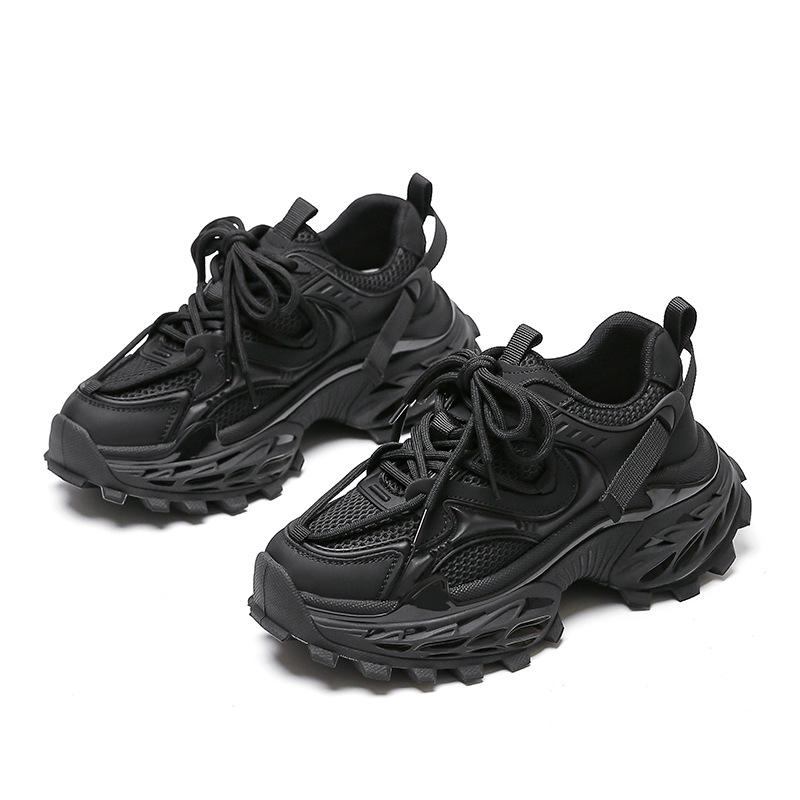 2025 Spring Black Versatile Platform Dad Shoes Women's New Retro Women's Shoes Soft Sole Heightening Casual Sports Shoes