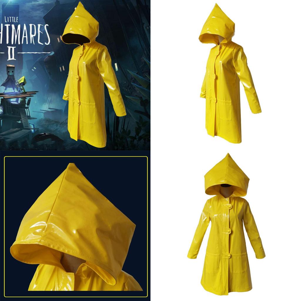 Ярко-желтый костюм для косплея Six из Little Nightmares 2 с водонепромокаемым плащом