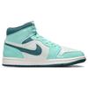 Air Jordan 1 Mid SE Белые бирюзовые женские кроссовки Blue Barely-Green Sail DZ3745-300