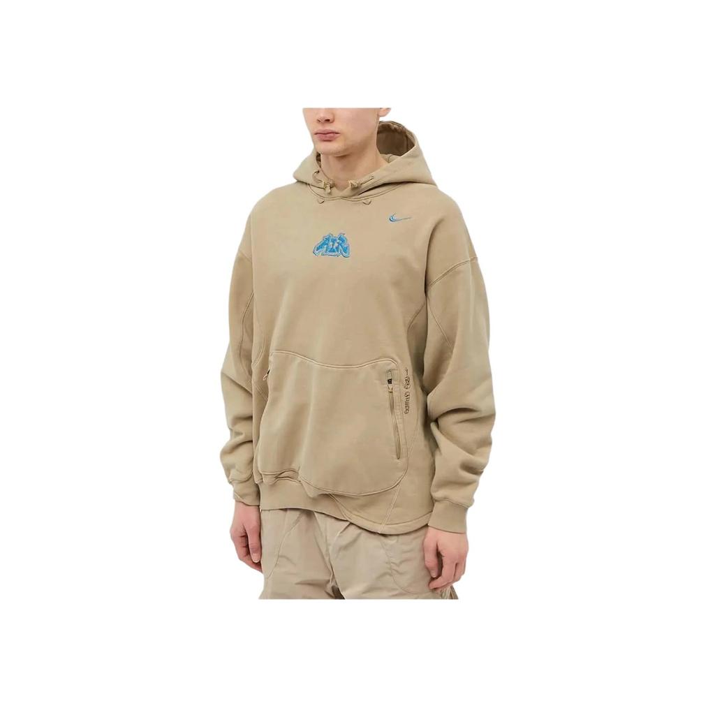 Nike X Off-White Флисовая толстовка с капюшоном цвета хаки Мужские топы Тан DN1759-247