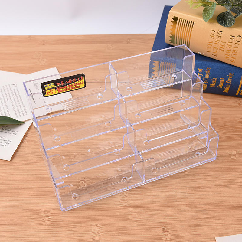 8 Pocket Desktop Business Card Holder Clear Acrylic Countertop Stand Display