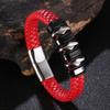 Punk Black Leather Wrap Bracelet For Men Metal Clasp Fashion Bangle Men Bracelet BB1332