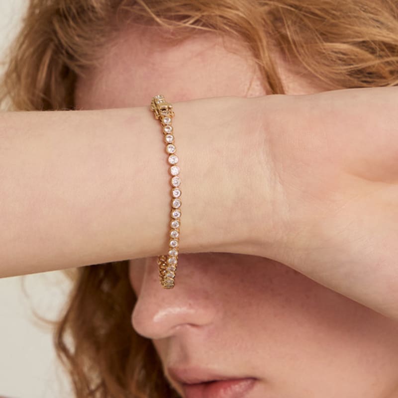 LUNNE Серебро 925 Полная закрепка Танцующий бриллиант Браслет #LSB26