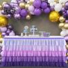 Table Skirt for Rectangle And Round Table Multi-layer Ruffle Reusable Gradient Rainbow Color Beach Parties Ceremony Birthday Party Decoration Table