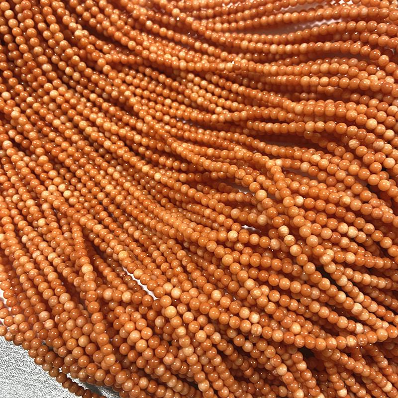 4mm Orange Natural Sea Bamboo Round Beads for DIY Jewelry Making - Loose Semi-Finished Products