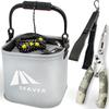 SEAVER Fishing Water Bucket Bucket 22cm Pliers Fish Grip [Choose Set/Color] (Gray 3-piece Set)