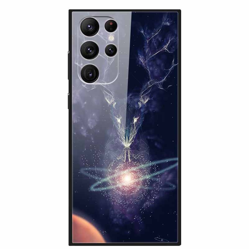 Закаленное Стекло Чехол Для Samsung S23 Ultra 5G Чехол S 23 Роскошный Жесткий Funda для Samsung Galaxy S23 Plus Ultra 5G Расписанный Coque S23