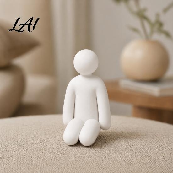 Stress Relief Desk Accessory 1/8Pcs 3D Printed Game Character Figure Sitting Standing Lying Man Figurine Toy Abstract White Statue Collectible Gift