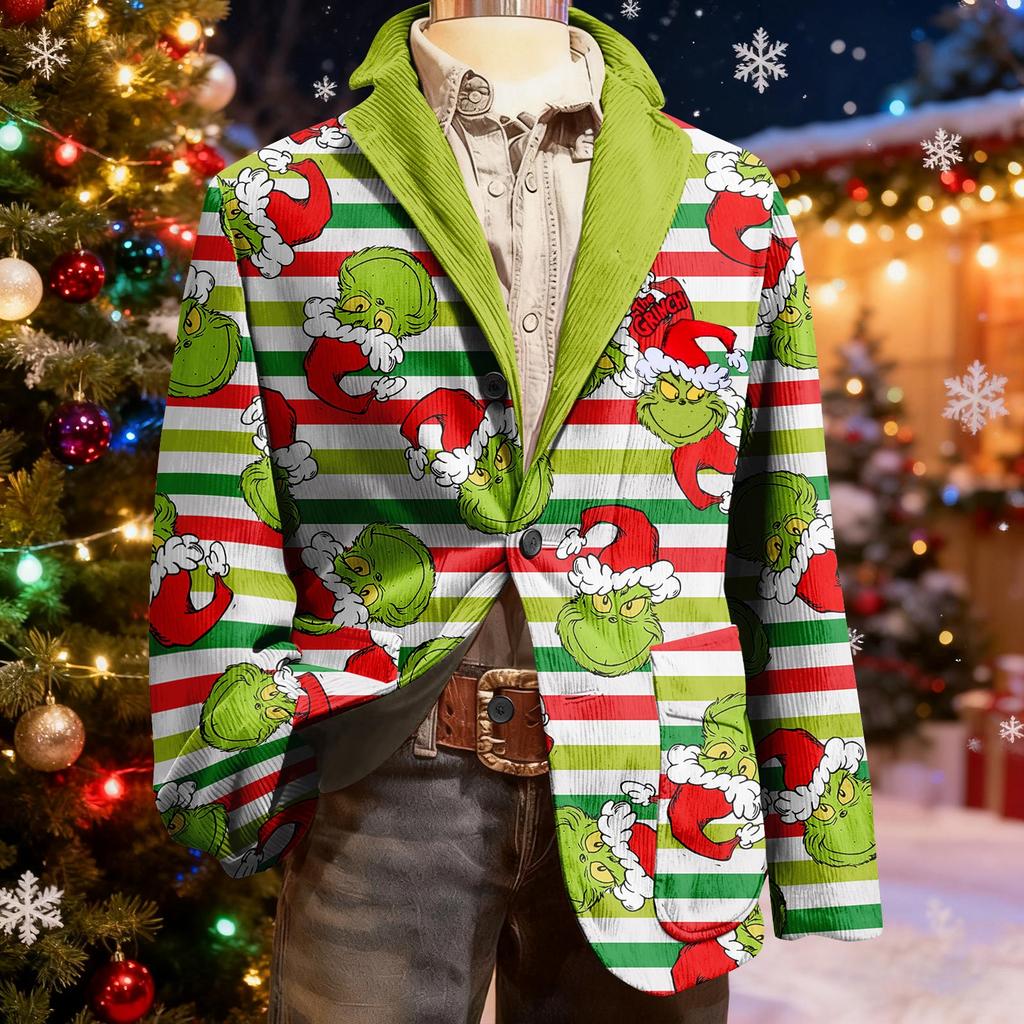 Мужской уродливый рождественский вельветовый теплый карманный пиджак-кардиган, мужской повседневный костюм